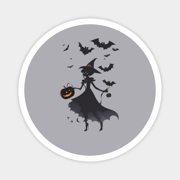 Funny Halloween witch Pumpkin Magnet by halazidan